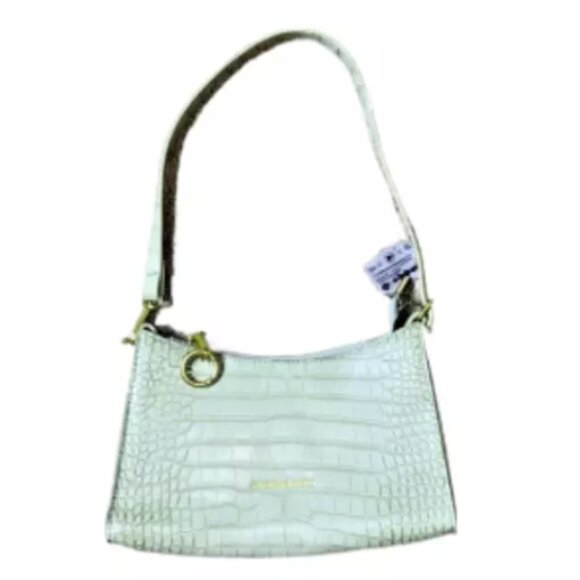 Charles & Keith Croc-Effect Handbag Light Green Purse Small Mini Gold Hardware - Picture 1 of 6